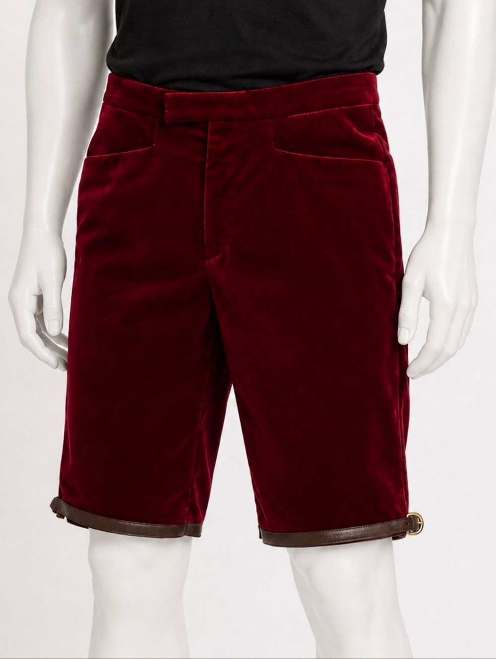 GUCCI | SS21 Bordeaux Stretch Cotton Velvet Buckle Shorts NWT IT 48 US 32